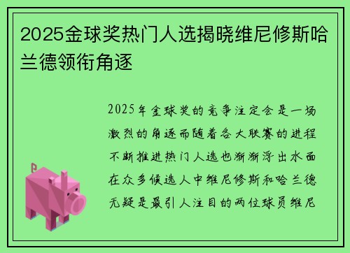 2025金球奖热门人选揭晓维尼修斯哈兰德领衔角逐